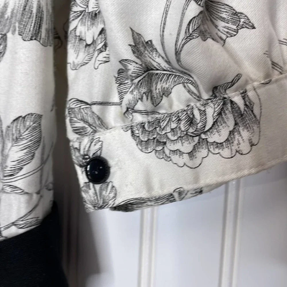 Vintage‎ Lanz Originals Black & White Floral Cottagcore Dress Size 8